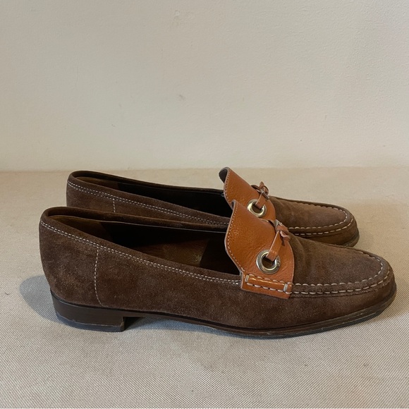 Prada vintage brown suede loafers size 39 buckle leather fits 9 or 9 1/2 - Picture 3 of 13